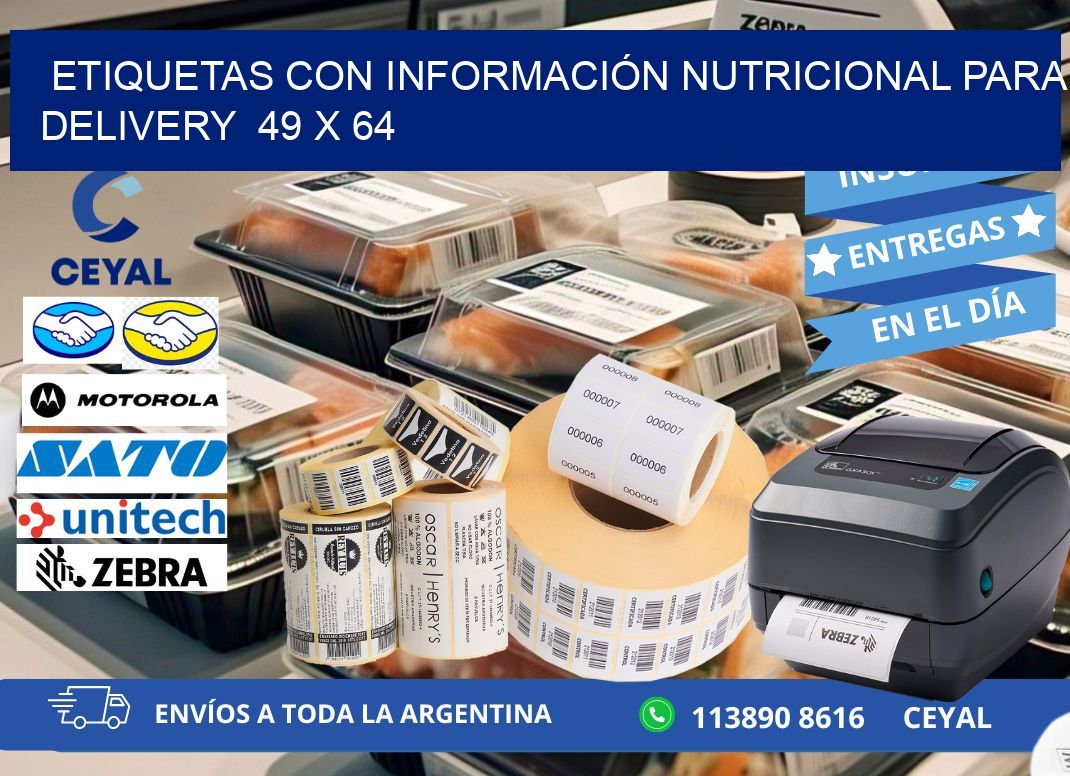 ETIQUETAS CON INFORMACIÓN NUTRICIONAL PARA DELIVERY  49 x 64