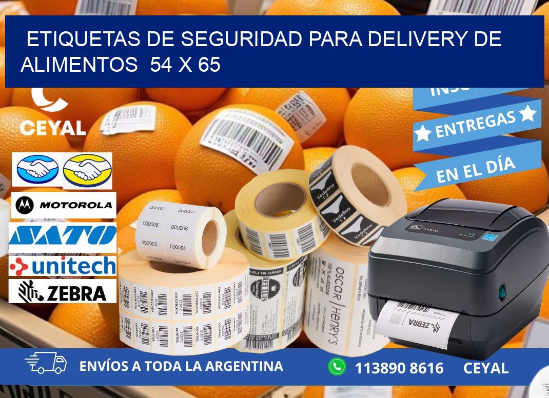 ETIQUETAS DE SEGURIDAD PARA DELIVERY DE ALIMENTOS  54 x 65