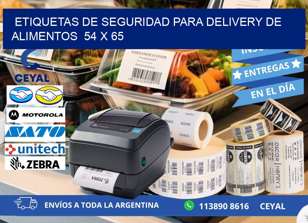 ETIQUETAS DE SEGURIDAD PARA DELIVERY DE ALIMENTOS  54 x 65