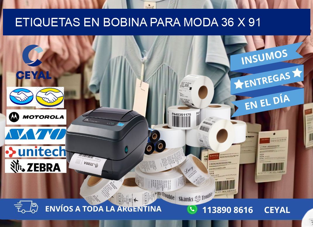 ETIQUETAS EN BOBINA PARA MODA 36 x 91