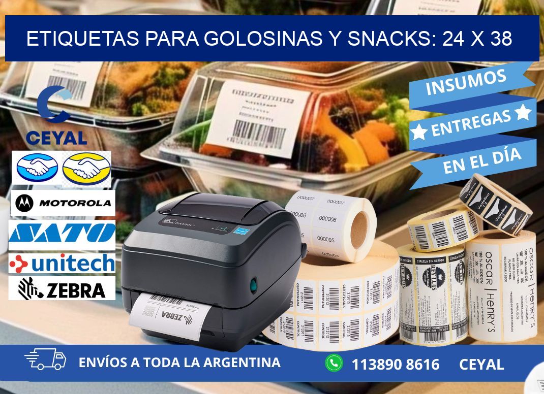 ETIQUETAS PARA GOLOSINAS Y SNACKS: 24 x 38