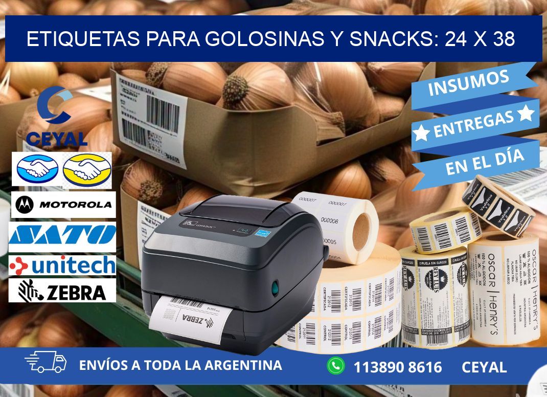 ETIQUETAS PARA GOLOSINAS Y SNACKS: 24 x 38