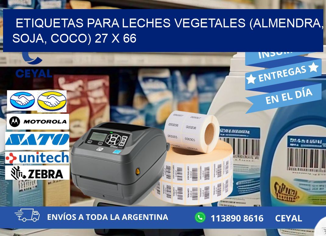 ETIQUETAS PARA LECHES VEGETALES (ALMENDRA, SOJA, COCO) 27 x 66