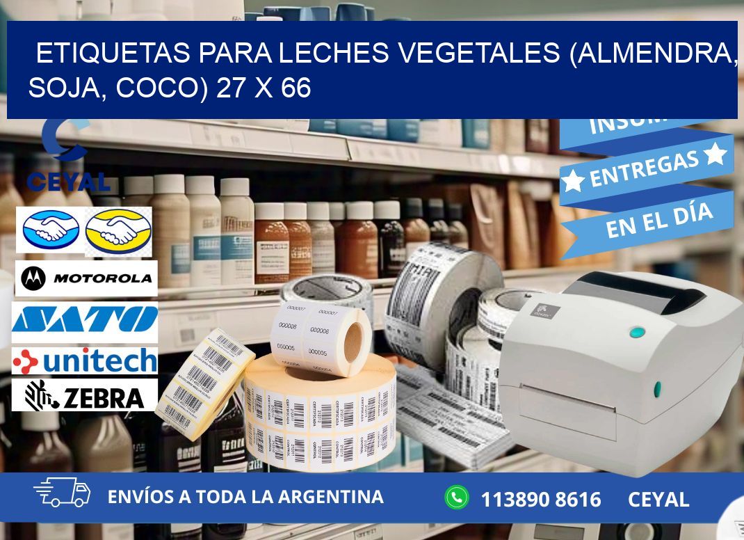 ETIQUETAS PARA LECHES VEGETALES (ALMENDRA, SOJA, COCO) 27 x 66