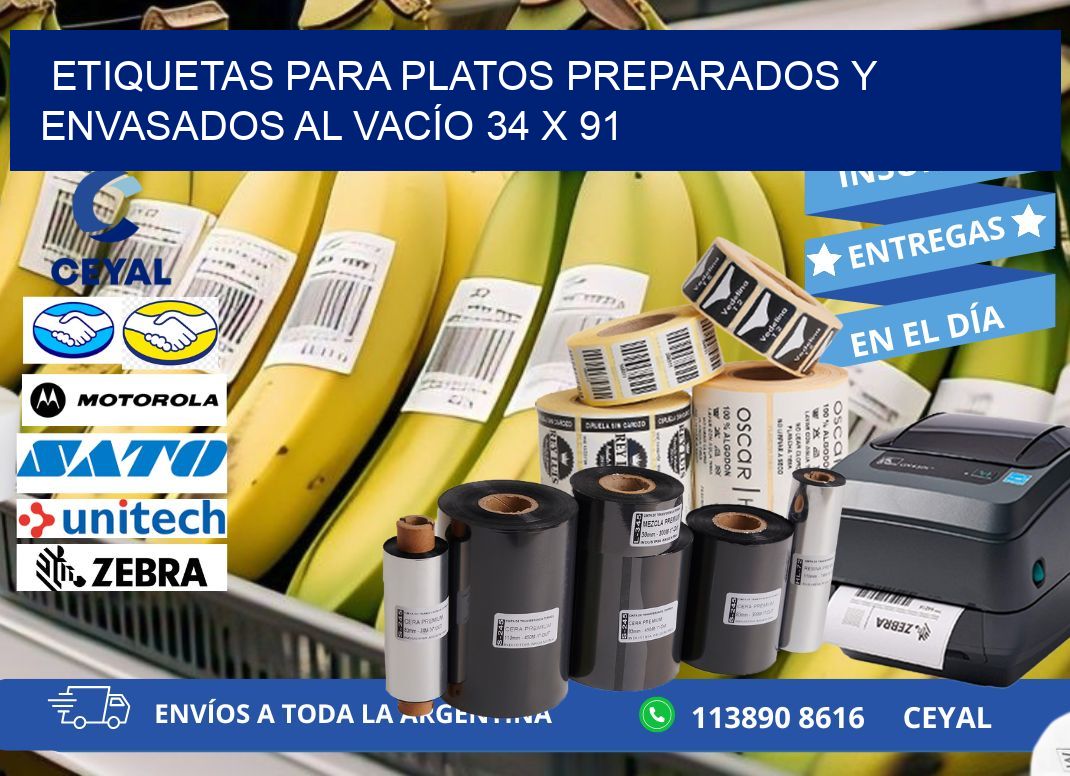 ETIQUETAS PARA PLATOS PREPARADOS Y ENVASADOS AL VACÍO 34 x 91