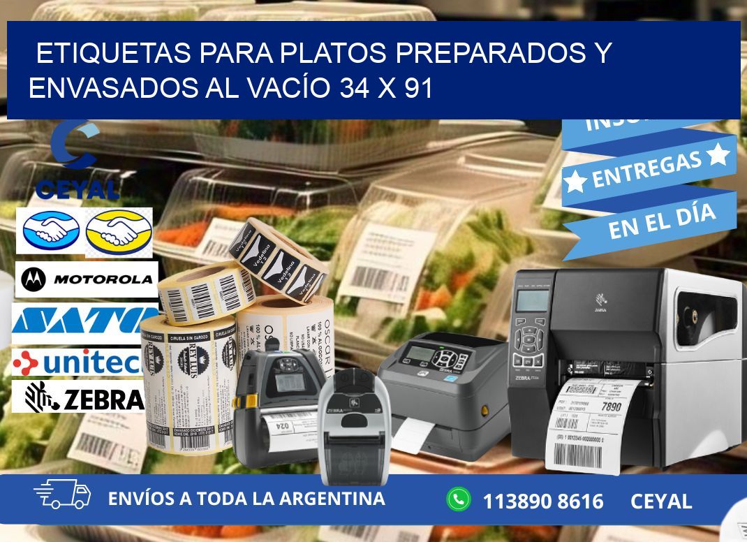 ETIQUETAS PARA PLATOS PREPARADOS Y ENVASADOS AL VACÍO 34 x 91