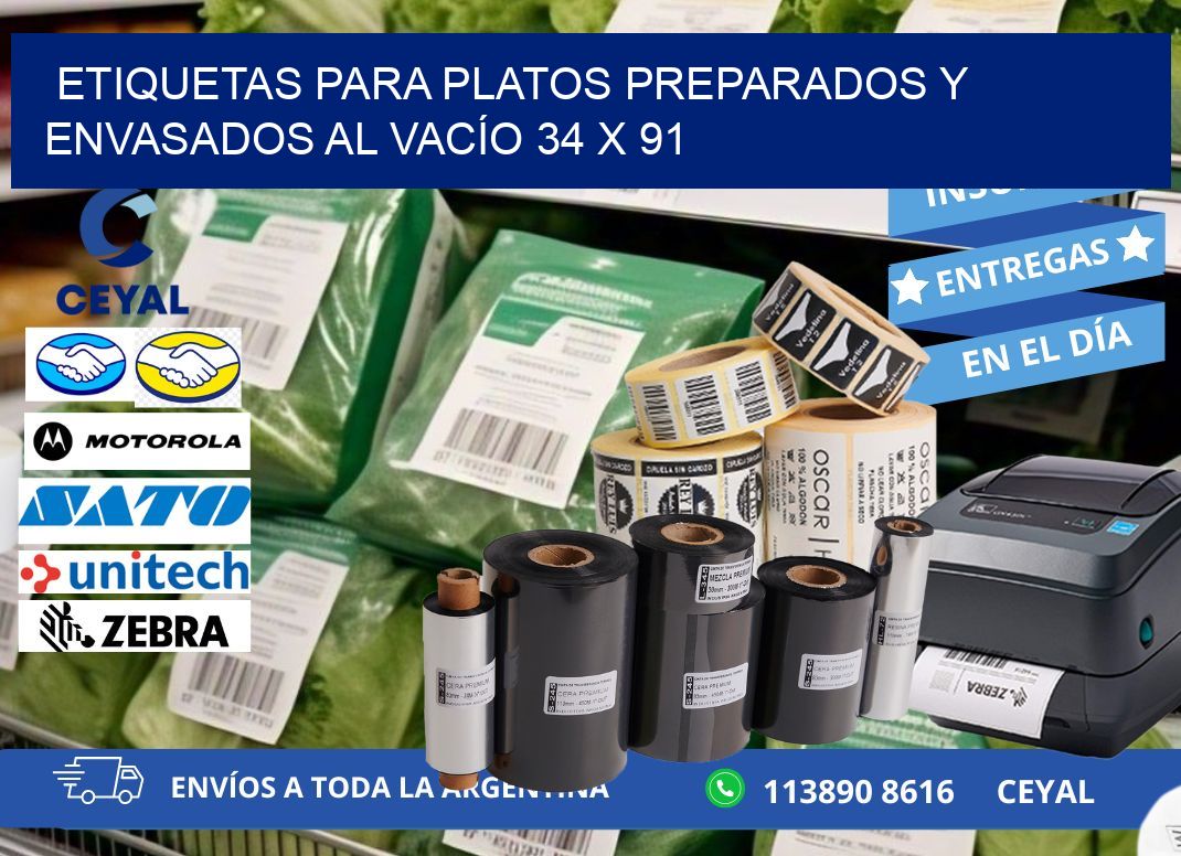 ETIQUETAS PARA PLATOS PREPARADOS Y ENVASADOS AL VACÍO 34 x 91