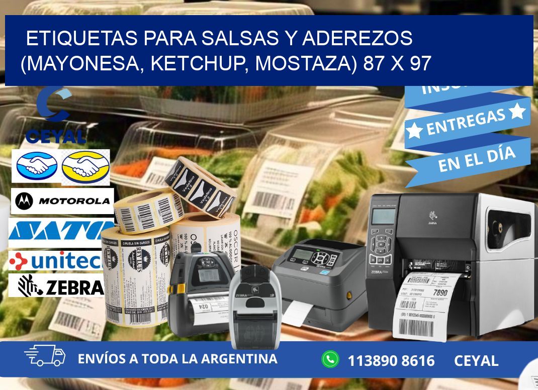 ETIQUETAS PARA SALSAS Y ADEREZOS (MAYONESA, KETCHUP, MOSTAZA) 87 x 97
