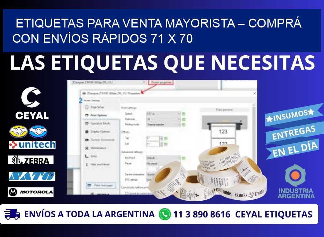 ETIQUETAS PARA VENTA MAYORISTA – COMPRÁ CON ENVÍOS RÁPIDOS 71 x 70