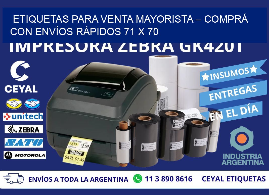 ETIQUETAS PARA VENTA MAYORISTA – COMPRÁ CON ENVÍOS RÁPIDOS 71 x 70