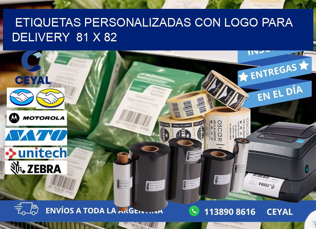 ETIQUETAS PERSONALIZADAS CON LOGO PARA DELIVERY  81 x 82