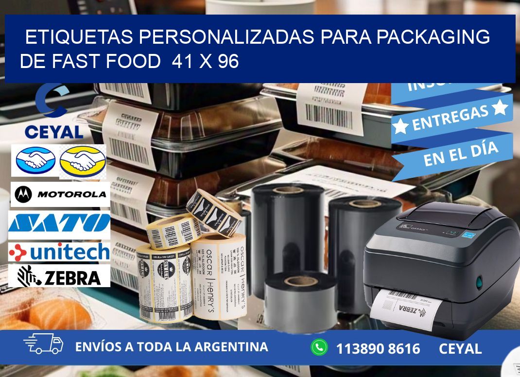 ETIQUETAS PERSONALIZADAS PARA PACKAGING DE FAST FOOD  41 x 96