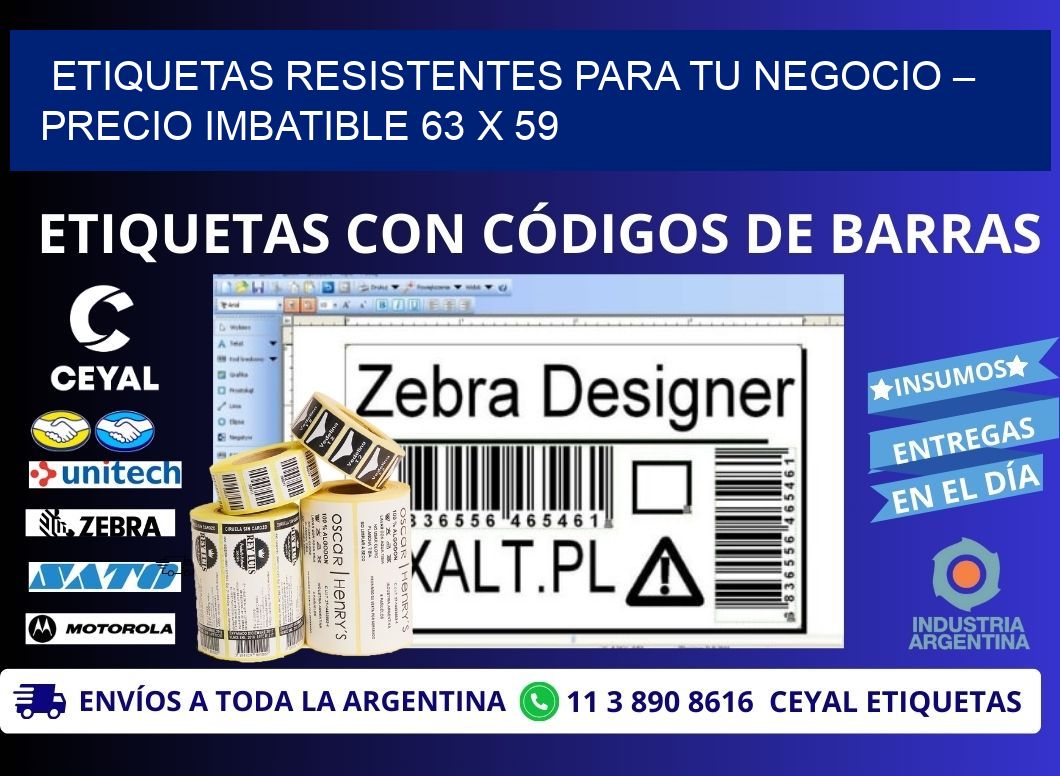 ETIQUETAS RESISTENTES PARA TU NEGOCIO – PRECIO IMBATIBLE 63 x 59
