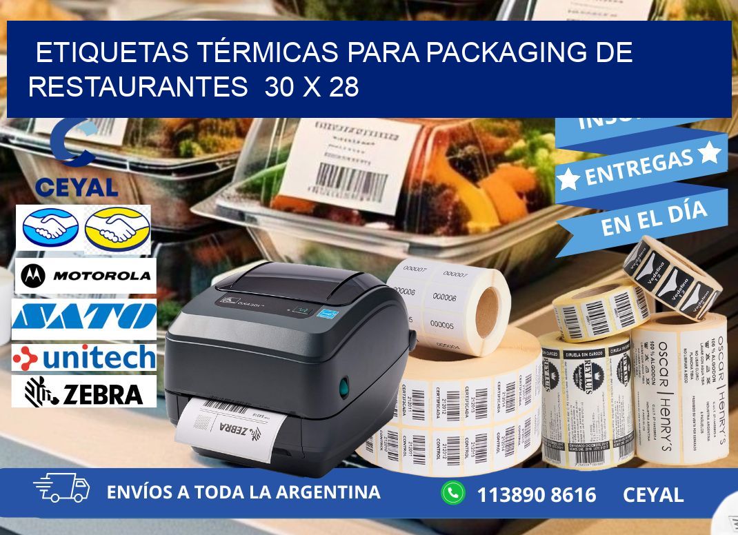 ETIQUETAS TÉRMICAS PARA PACKAGING DE RESTAURANTES  30 x 28