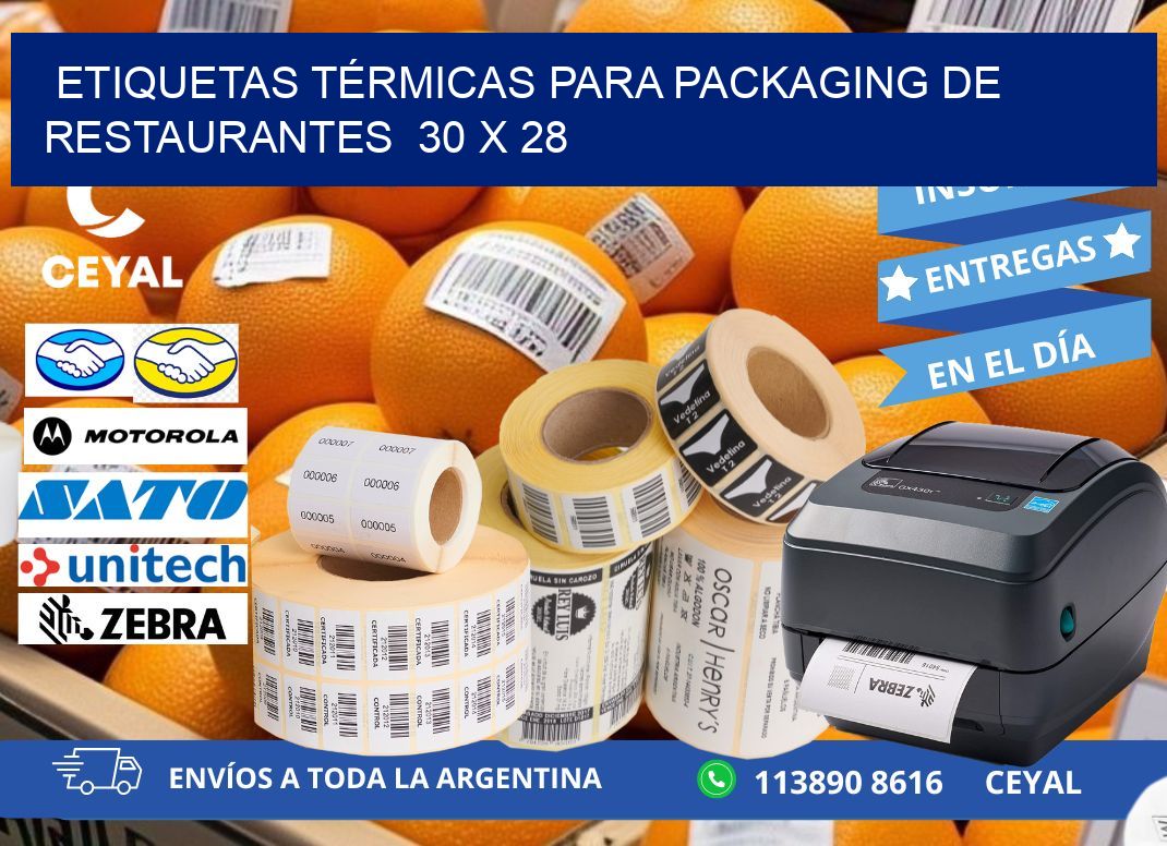 ETIQUETAS TÉRMICAS PARA PACKAGING DE RESTAURANTES  30 x 28