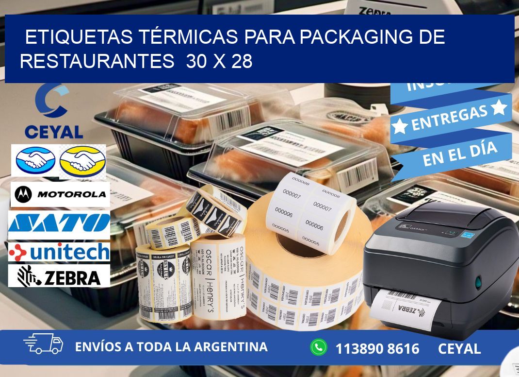 ETIQUETAS TÉRMICAS PARA PACKAGING DE RESTAURANTES  30 x 28