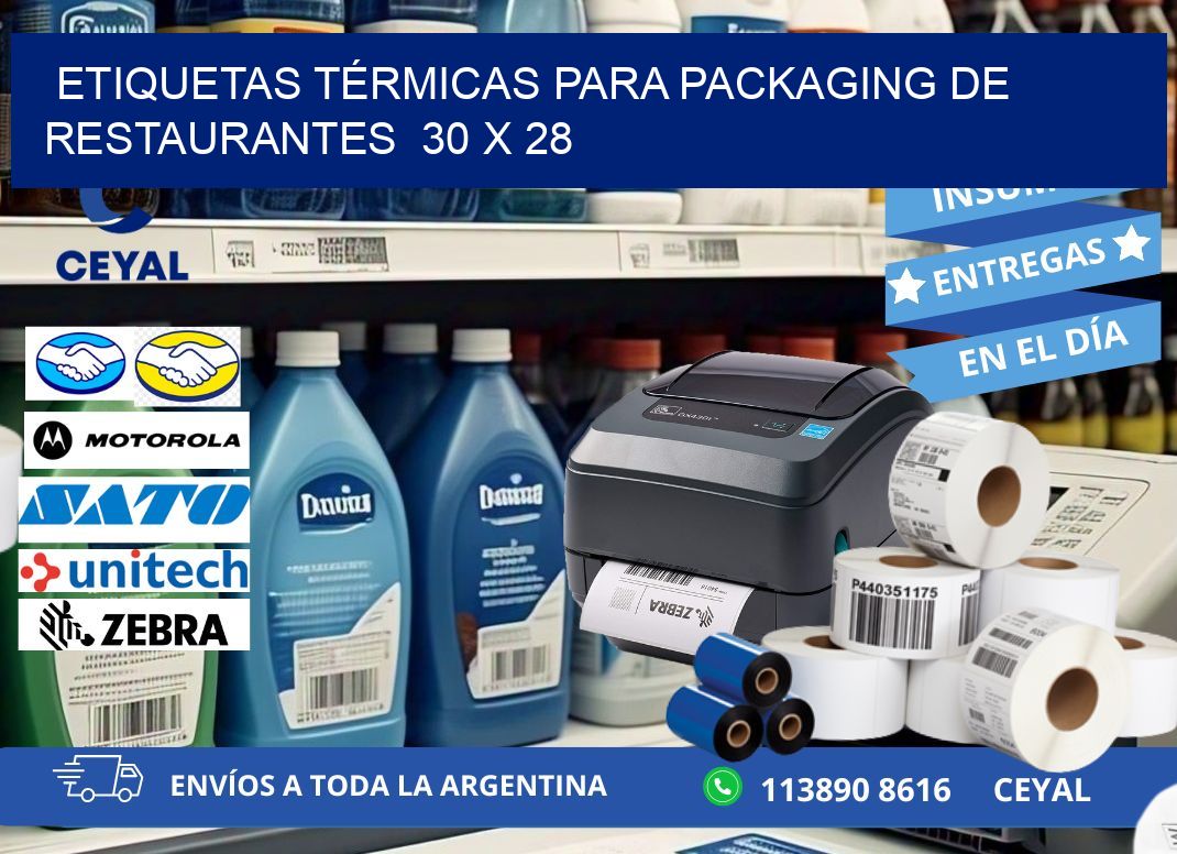 ETIQUETAS TÉRMICAS PARA PACKAGING DE RESTAURANTES  30 x 28