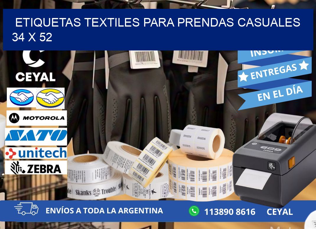 ETIQUETAS TEXTILES PARA PRENDAS CASUALES 34 x 52