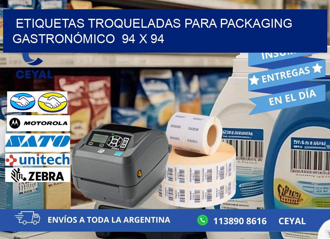 ETIQUETAS TROQUELADAS PARA PACKAGING GASTRONÓMICO  94 x 94