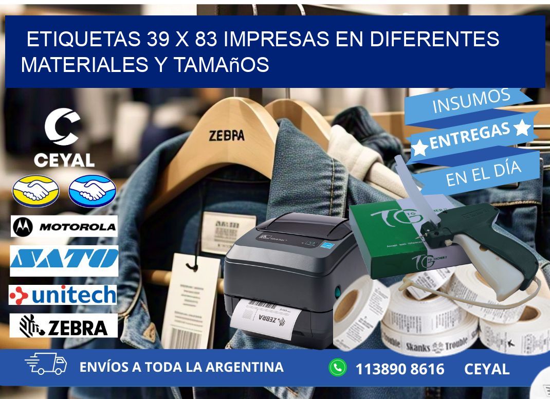 Etiquetas 39 x 83 Impresas en Diferentes Materiales y Tamaños