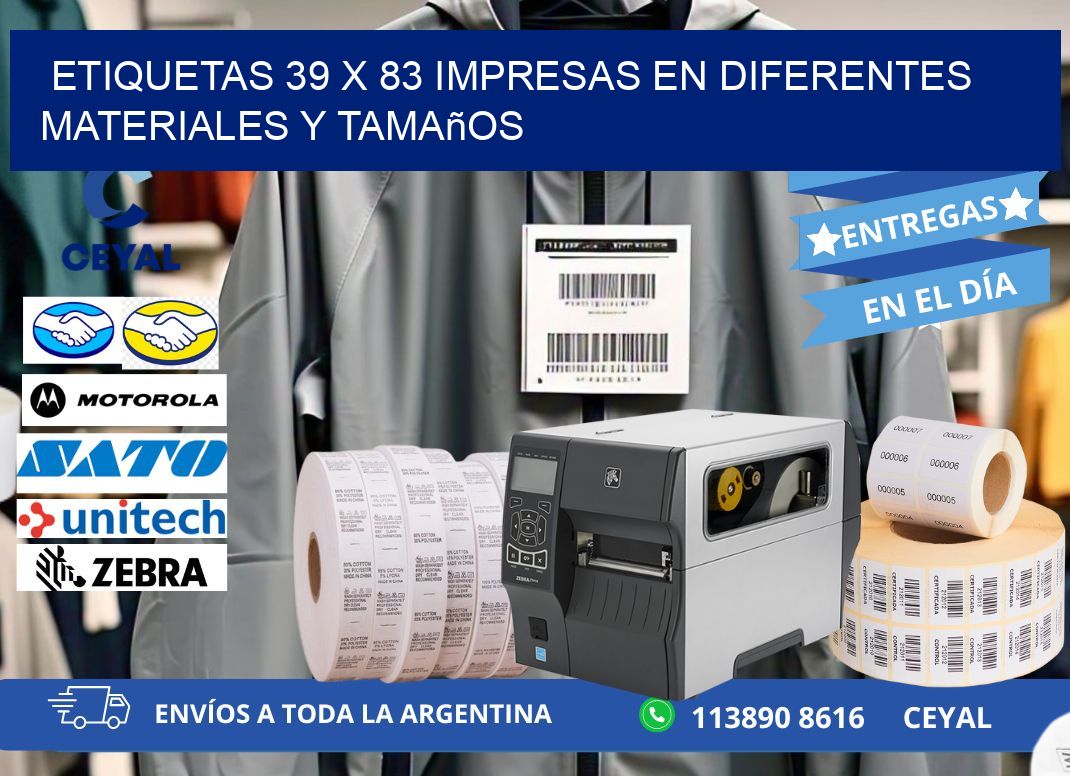 Etiquetas 39 x 83 Impresas en Diferentes Materiales y Tamaños