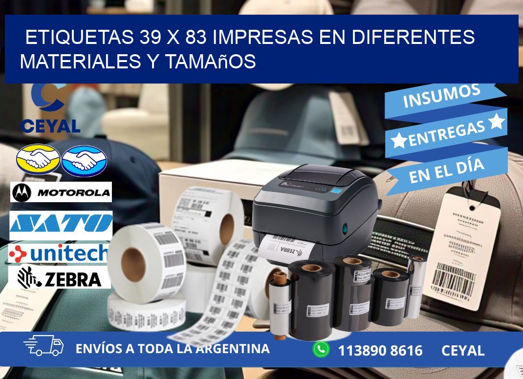 Etiquetas 39 x 83 Impresas en Diferentes Materiales y Tamaños