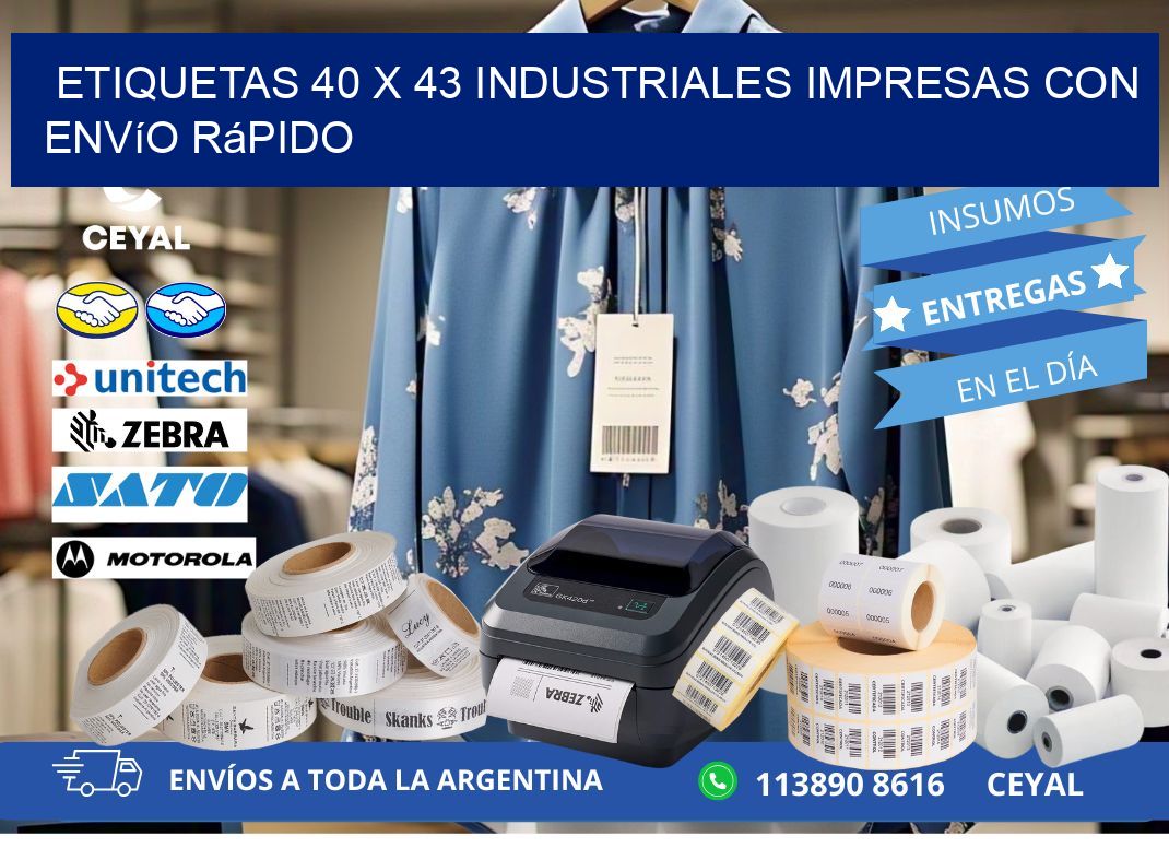 Etiquetas 40 x 43 Industriales Impresas con Envío Rápido