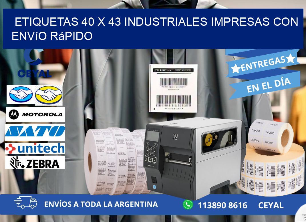 Etiquetas 40 x 43 Industriales Impresas con Envío Rápido