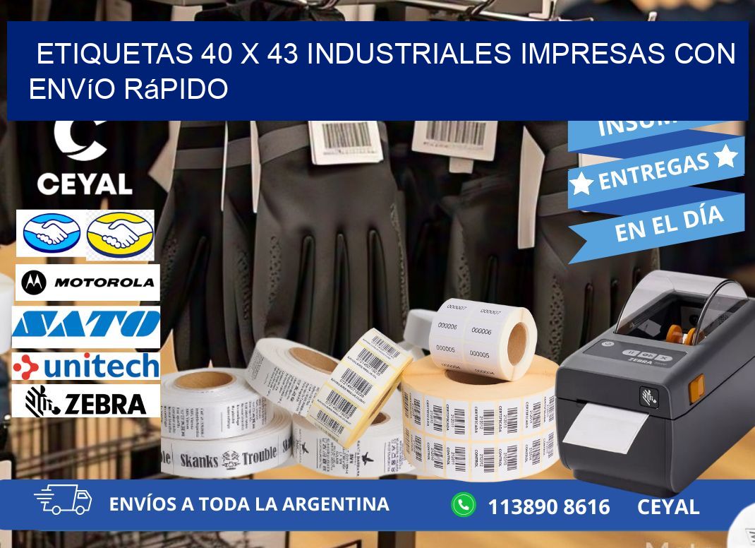 Etiquetas 40 x 43 Industriales Impresas con Envío Rápido