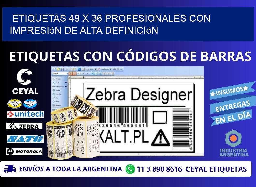 Etiquetas 49 x 36 Profesionales con Impresión de Alta Definición