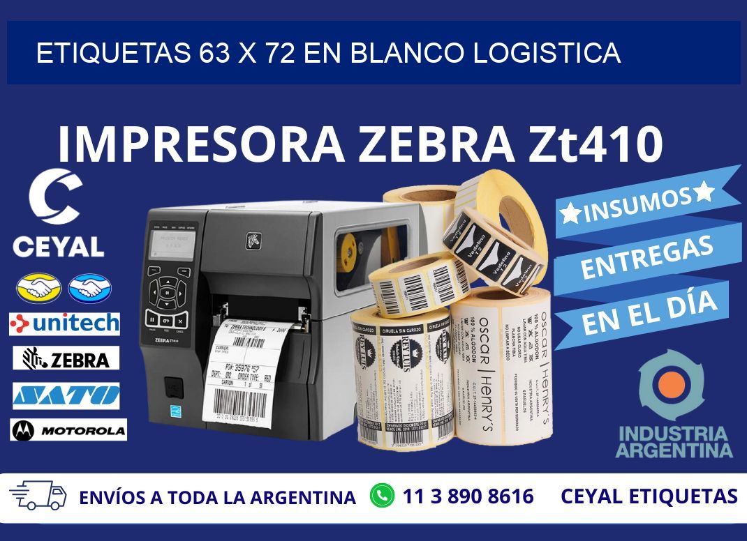 Etiquetas 63 x 72 en blanco logistica