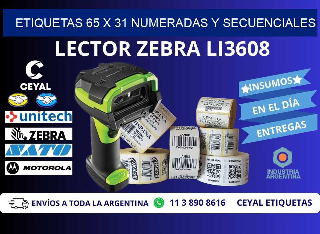 Etiquetas 65 x 31 Numeradas y Secuenciales