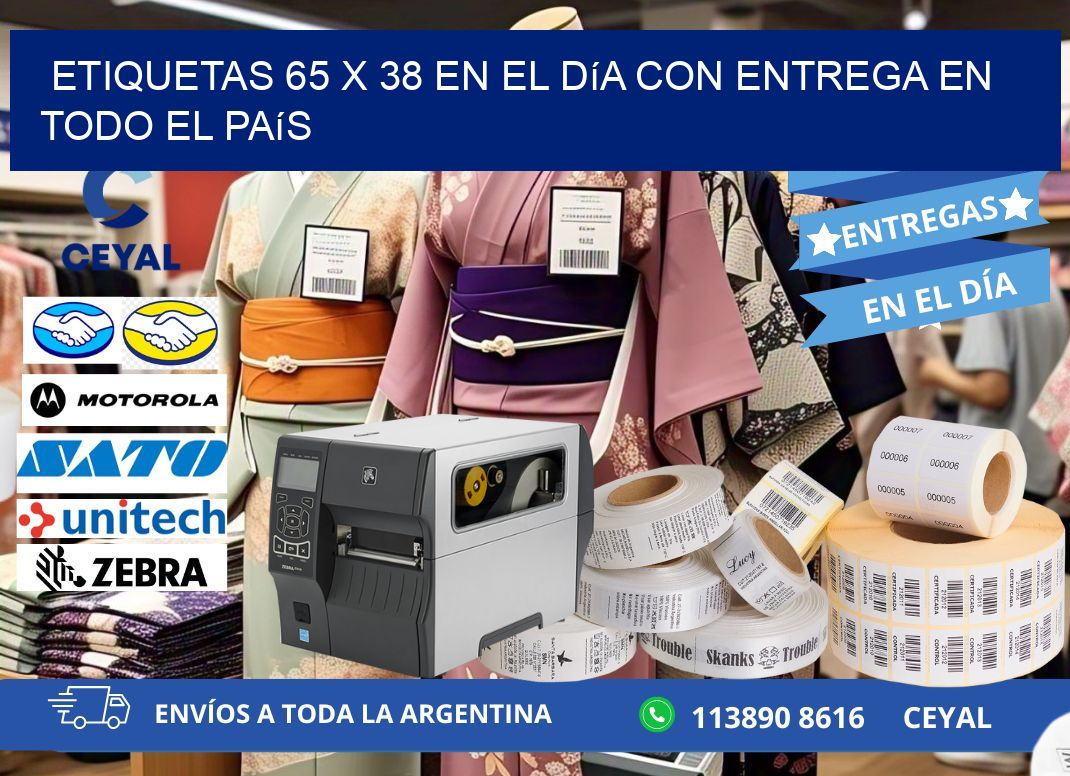 Etiquetas 65 x 38 en el Día con Entrega en Todo el País