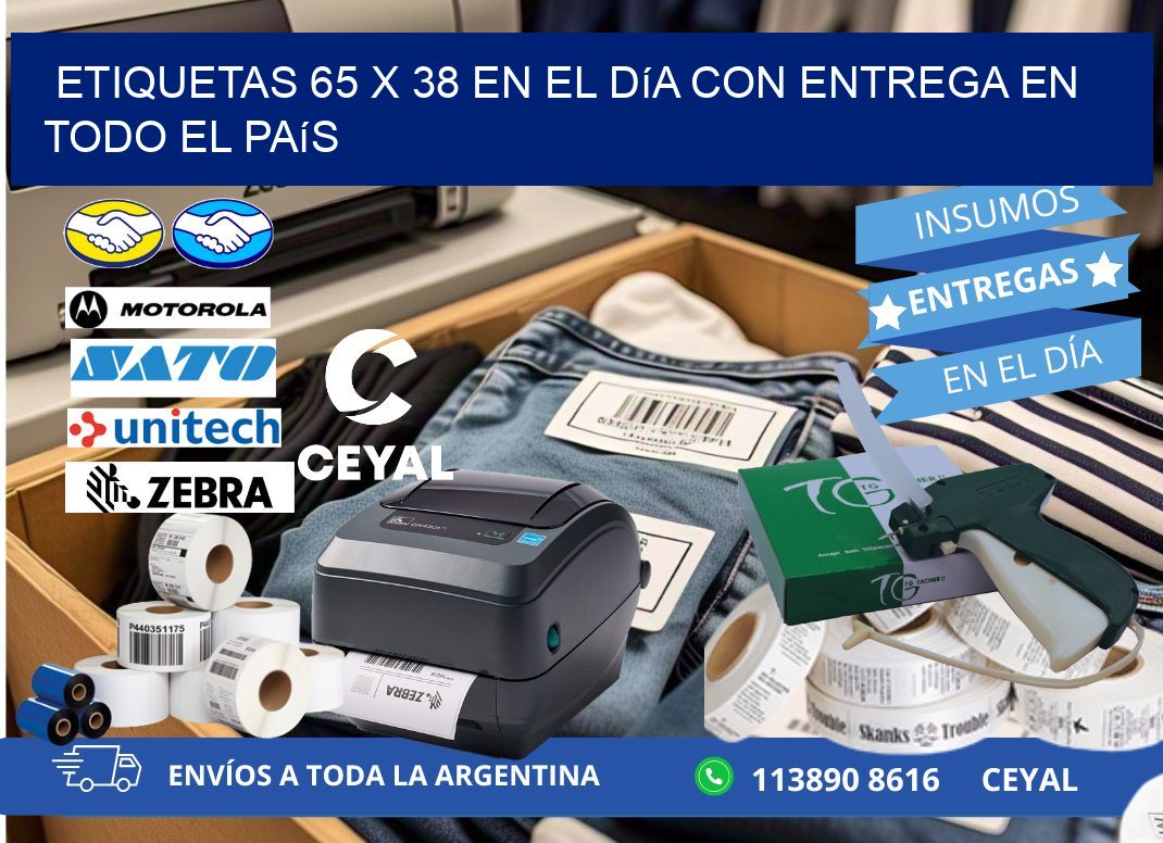 Etiquetas 65 x 38 en el Día con Entrega en Todo el País