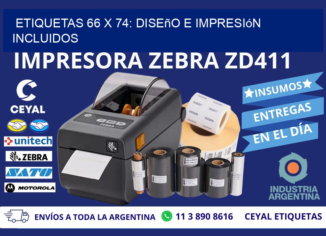 Etiquetas 66 x 74: Diseño e Impresión Incluidos