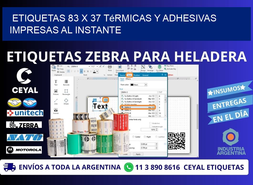 Etiquetas 83 x 37 Térmicas y Adhesivas Impresas al Instante