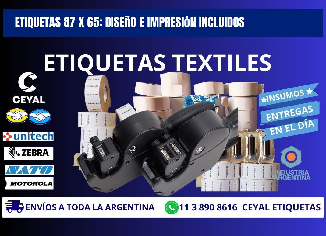 Etiquetas 87 x 65: Diseño e Impresión Incluidos