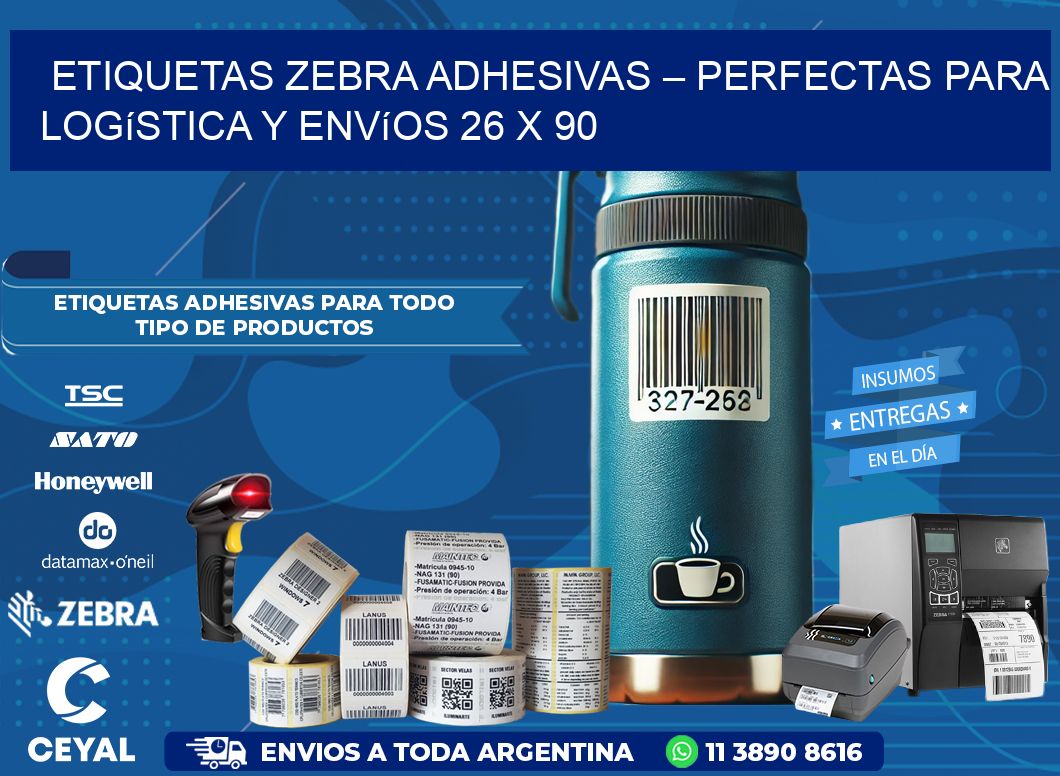 Etiquetas Zebra Adhesivas – Perfectas para Logística y Envíos 26 x 90