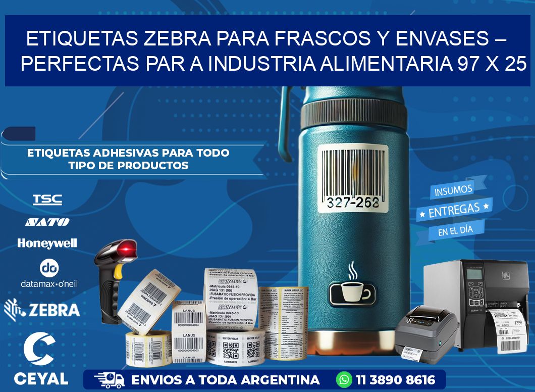 Etiquetas Zebra para Frascos y Envases – Perfectas par a Industria Alimentaria 97 x 25