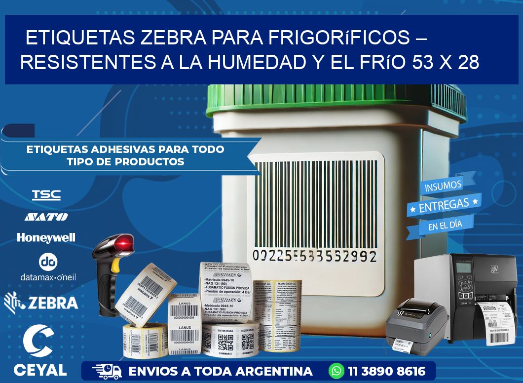 Etiquetas Zebra para Frigoríficos – Resistentes a la Humedad y el Frío 53 x 28