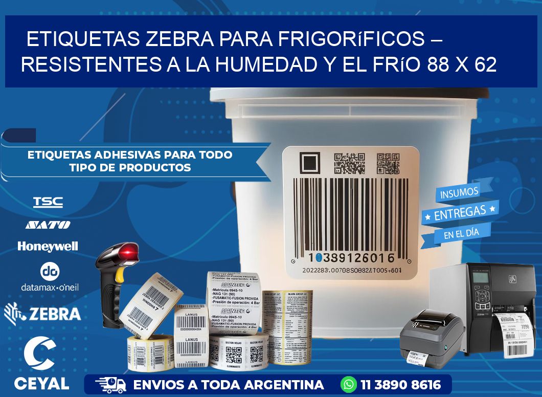 Etiquetas Zebra para Frigoríficos – Resistentes a la Humedad y el Frío 88 x 62