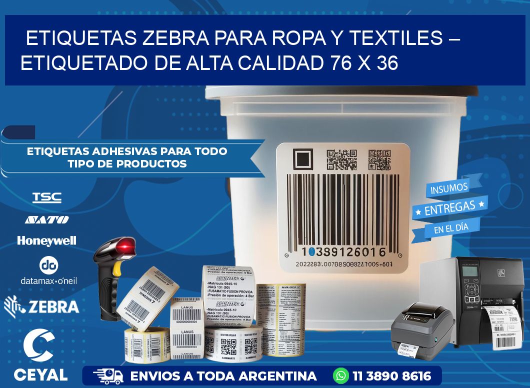 Etiquetas Zebra para Ropa y Textiles – Etiquetado de Alta Calidad 76 x 36