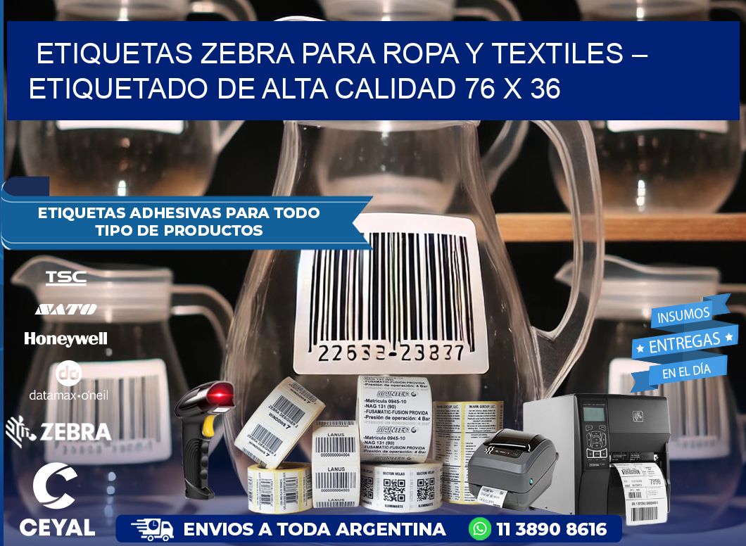 Etiquetas Zebra para Ropa y Textiles – Etiquetado de Alta Calidad 76 x 36