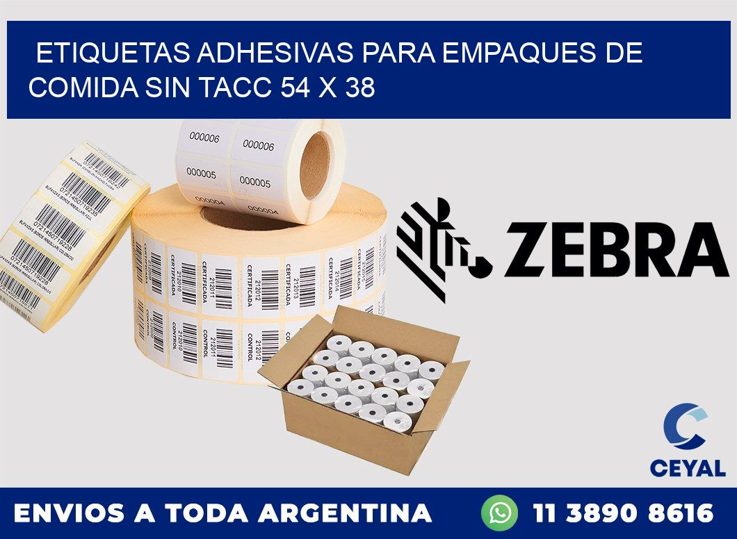 Etiquetas adhesivas para empaques de comida sin TACC 54 x 38