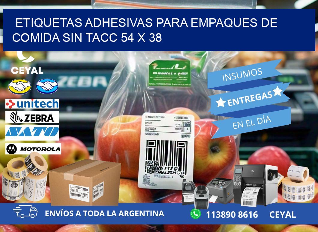 Etiquetas adhesivas para empaques de comida sin TACC 54 x 38