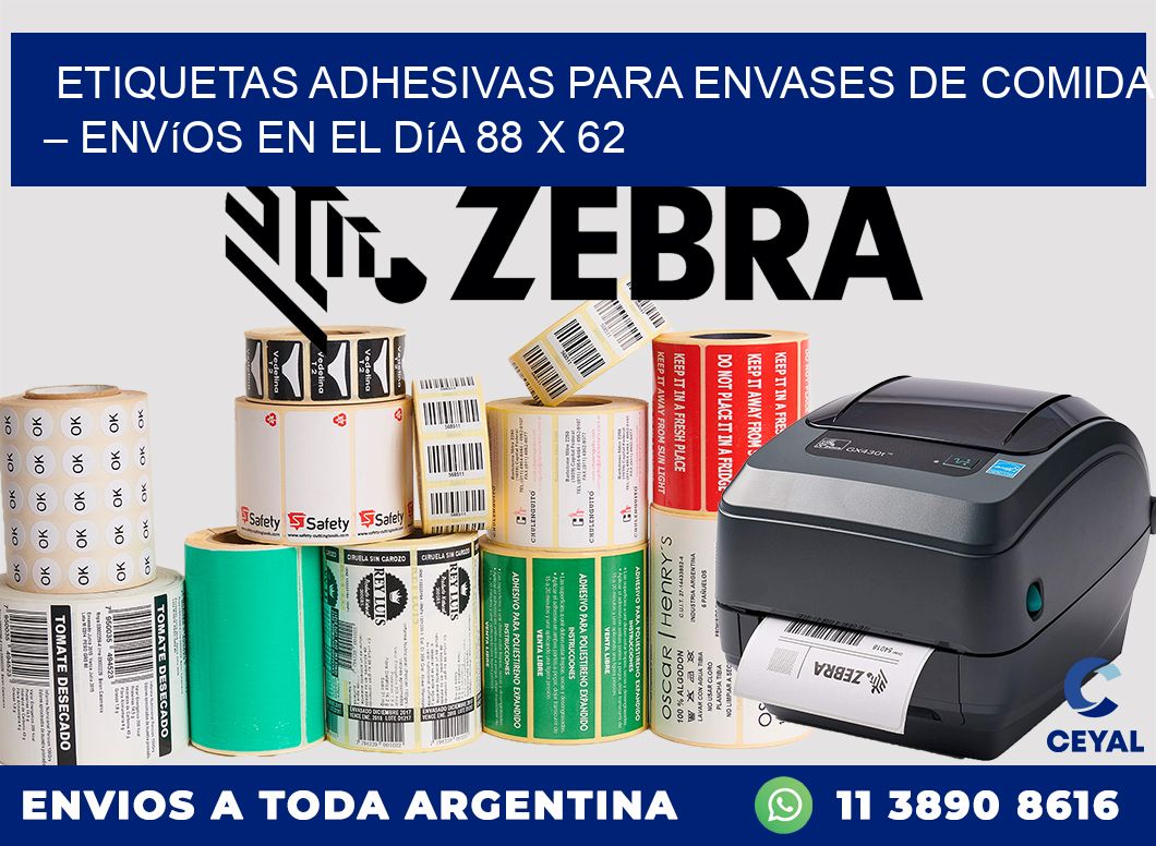 Etiquetas adhesivas para envases de comida – Envíos en el día 88 x 62