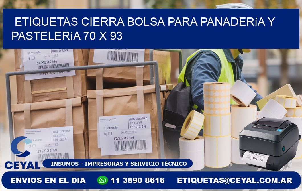 Etiquetas cierra bolsa para panadería y pastelería 70 x 93