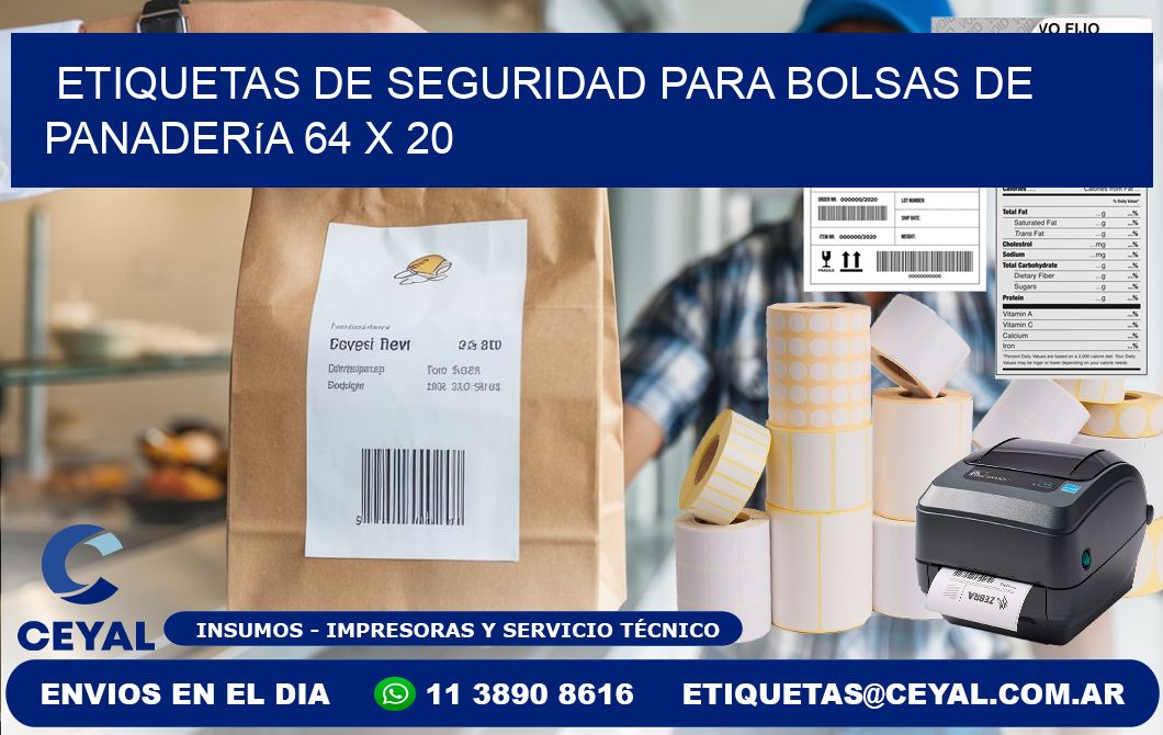 Etiquetas de seguridad para bolsas de panadería 64 x 20