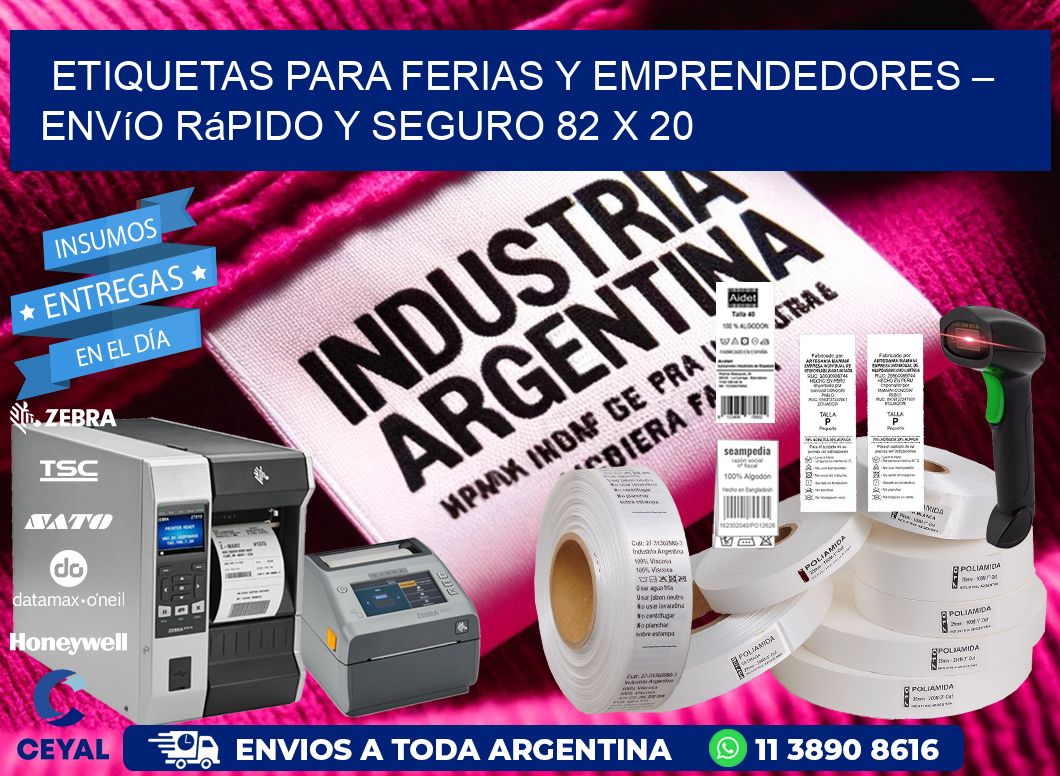 Etiquetas para Ferias y Emprendedores – Envío Rápido y Seguro 82 x 20