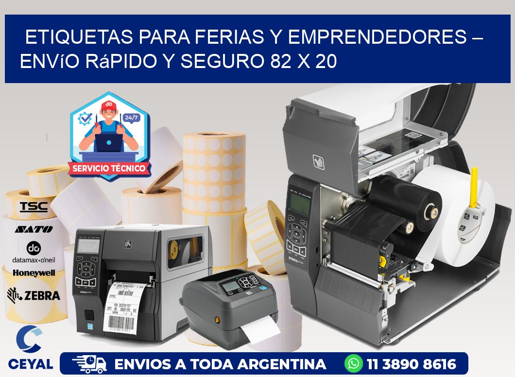 Etiquetas para Ferias y Emprendedores – Envío Rápido y Seguro 82 x 20